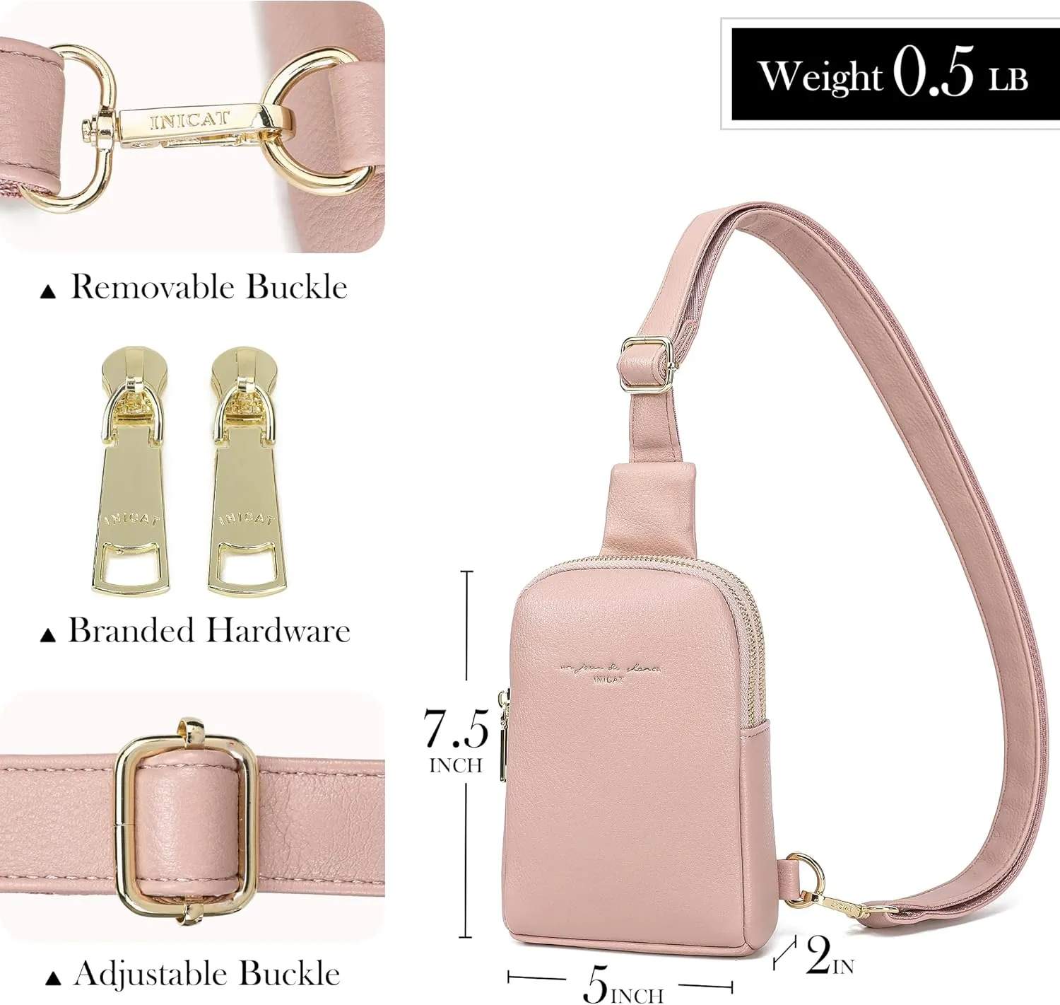 AOCINA INICAT Small Sling Bag Crossbody Vegan Leather Fanny Packs for Women Fashionable Chest Bag for Travel