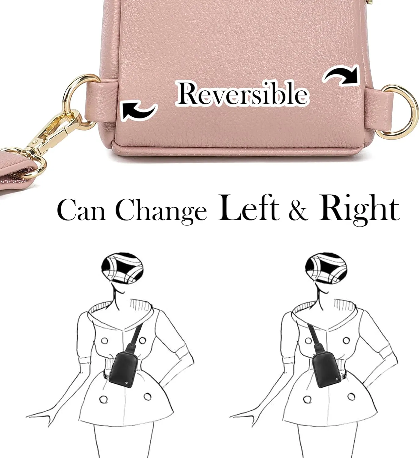AOCINA INICAT Small Sling Bag Crossbody Vegan Leather Fanny Packs for Women Fashionable Chest Bag for Travel