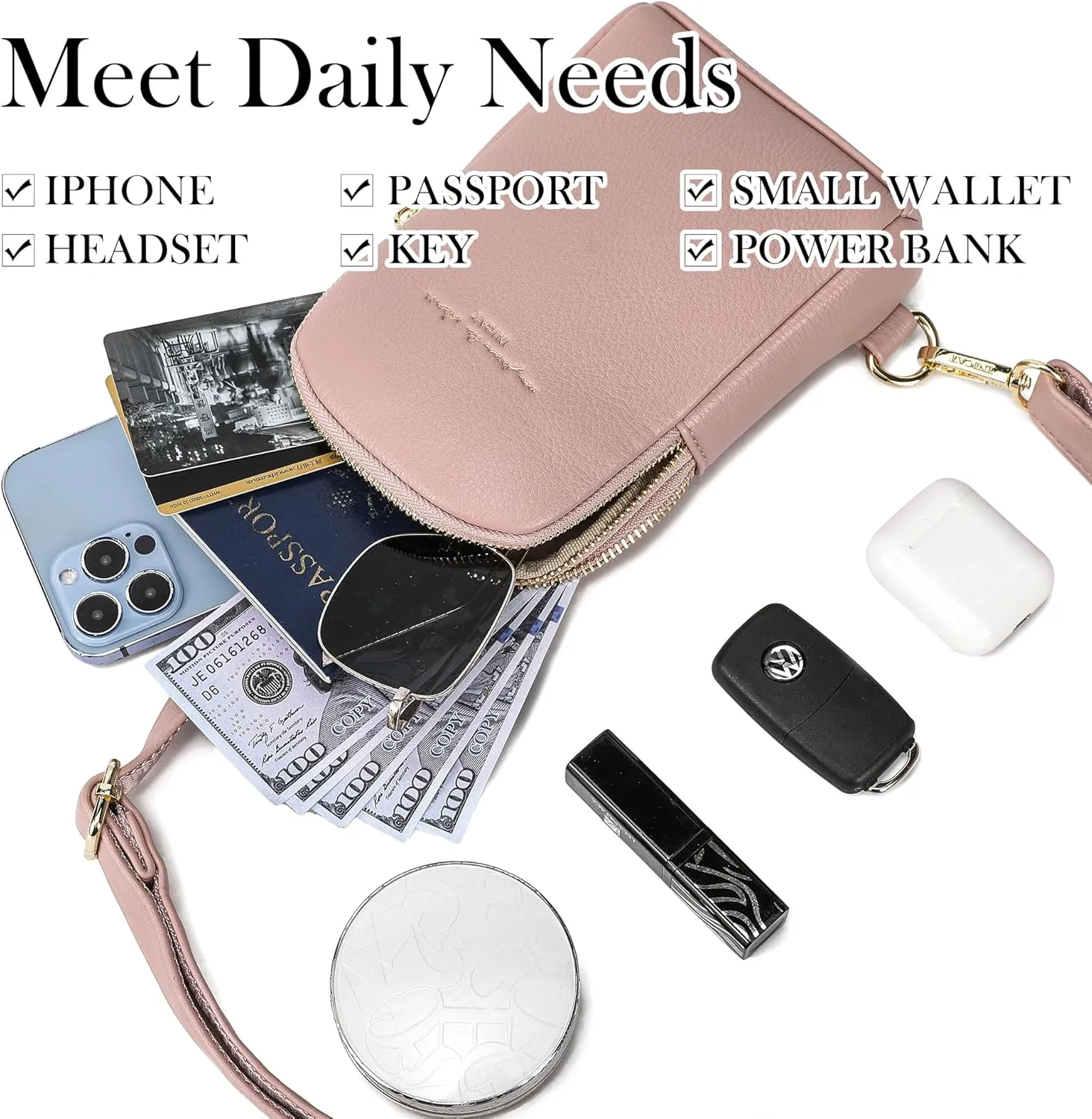 AOCINA INICAT Small Sling Bag Crossbody Vegan Leather Fanny Packs for Women Fashionable Chest Bag for Travel