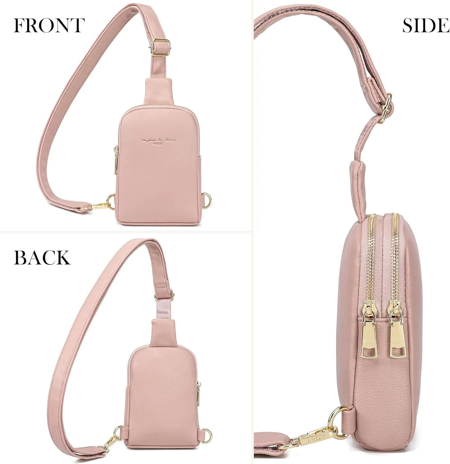 AOCINA INICAT Small Sling Bag Crossbody Vegan Leather Fanny Packs for Women Fashionable Chest Bag for Travel