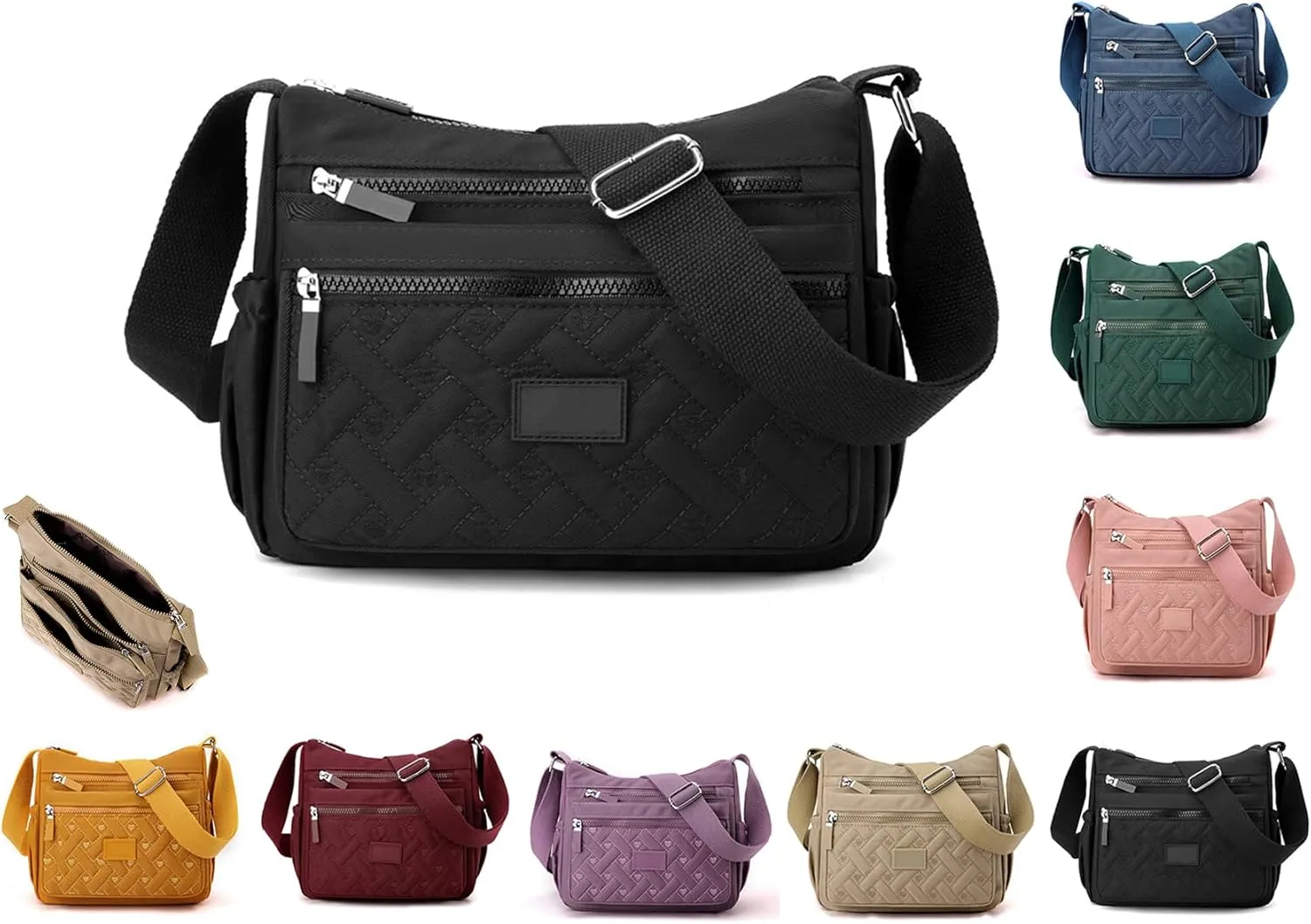Appreciarel Crossbody Bag, Nylon Printed Shoulder Messenger Bag, Adjustable Shoulder Strap, Large Capacity