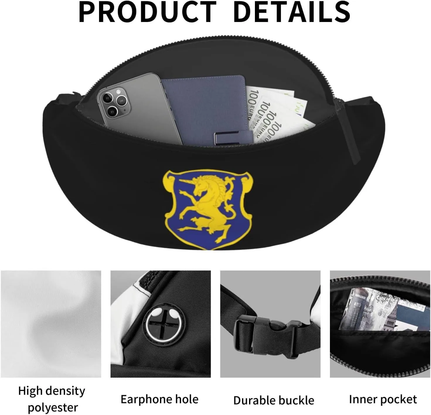 Army - 6th Cavalry Regiment Unisex Leisure Waist Bag Outdoor Sports Running Waist Bag Business Travel Mobile Phone Bag