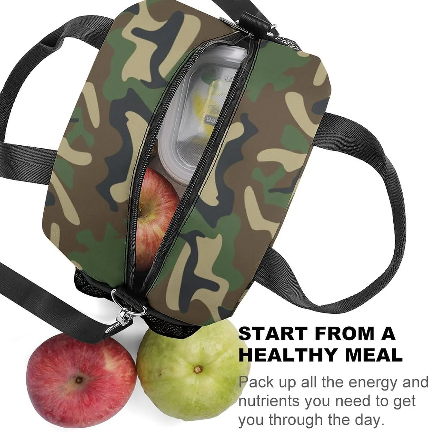 Army Classic Camouflage Adjustable Shoulder Strap Insulated And Leak Proof Premium Lunch Bag Unisex