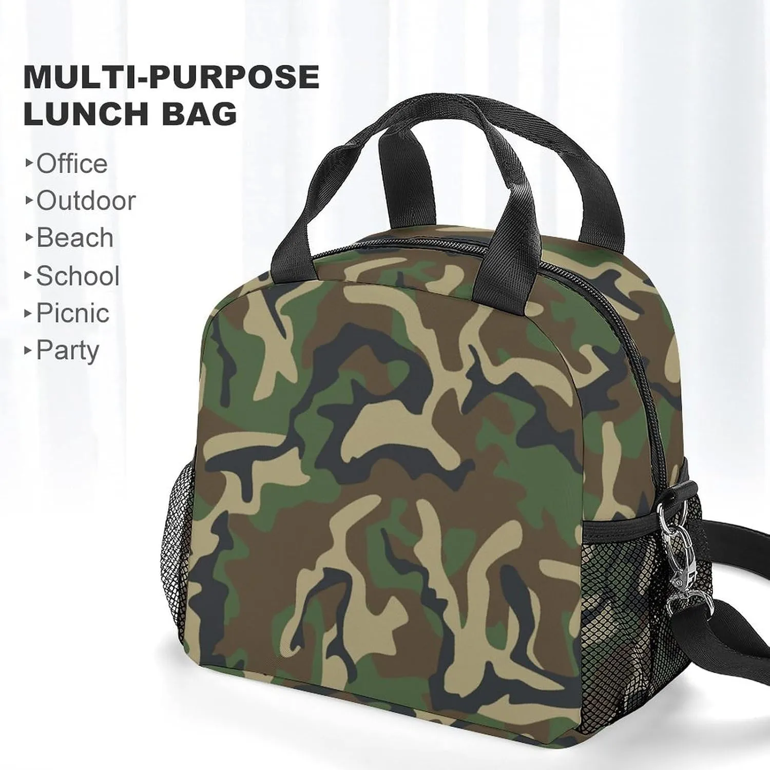 Army Classic Camouflage Adjustable Shoulder Strap Insulated And Leak Proof Premium Lunch Bag Unisex