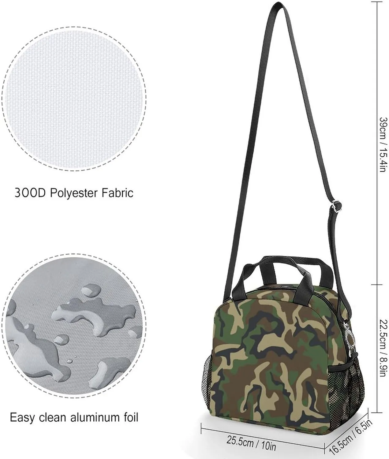 Army Classic Camouflage Adjustable Shoulder Strap Insulated And Leak Proof Premium Lunch Bag Unisex