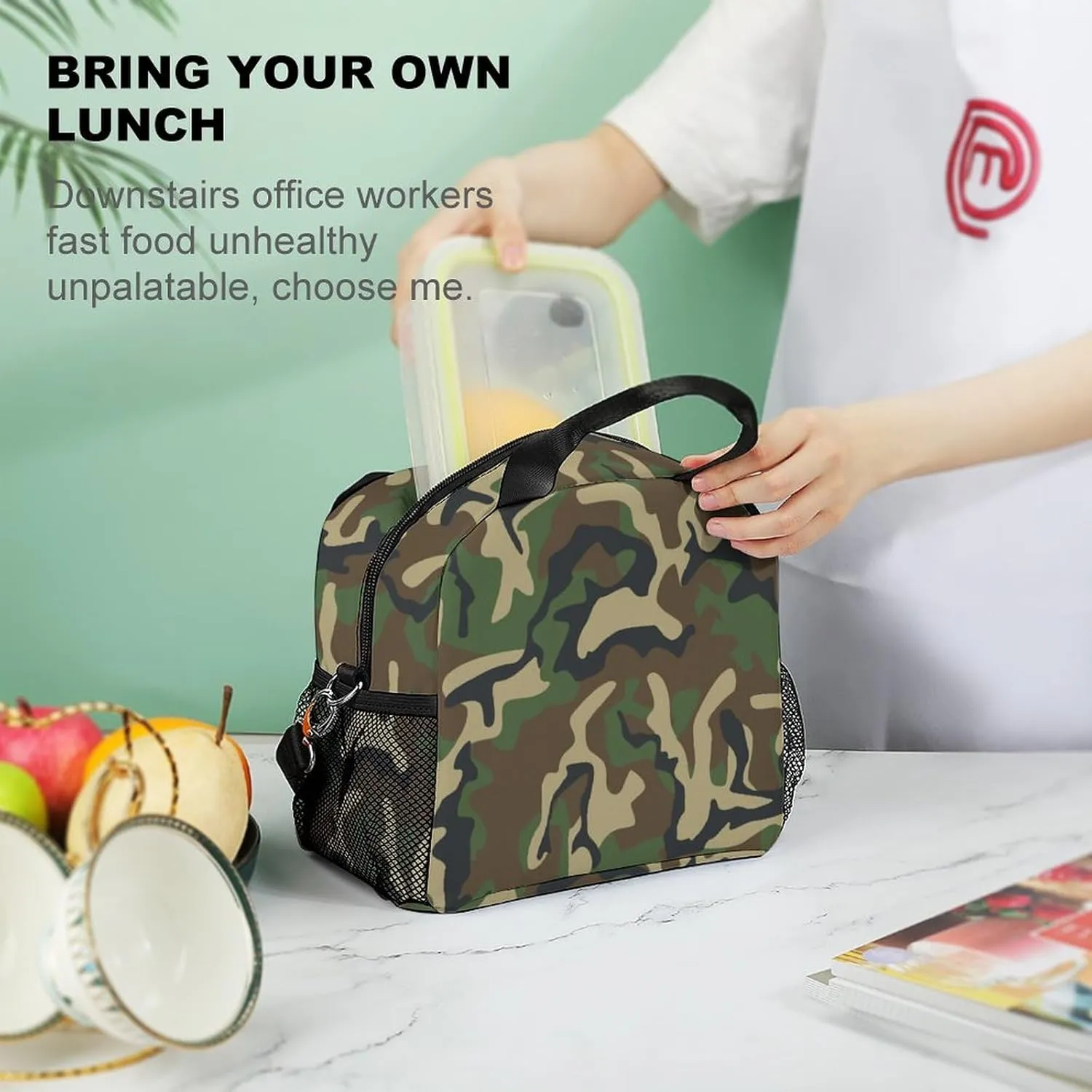 Army Classic Camouflage Adjustable Shoulder Strap Insulated And Leak Proof Premium Lunch Bag Unisex