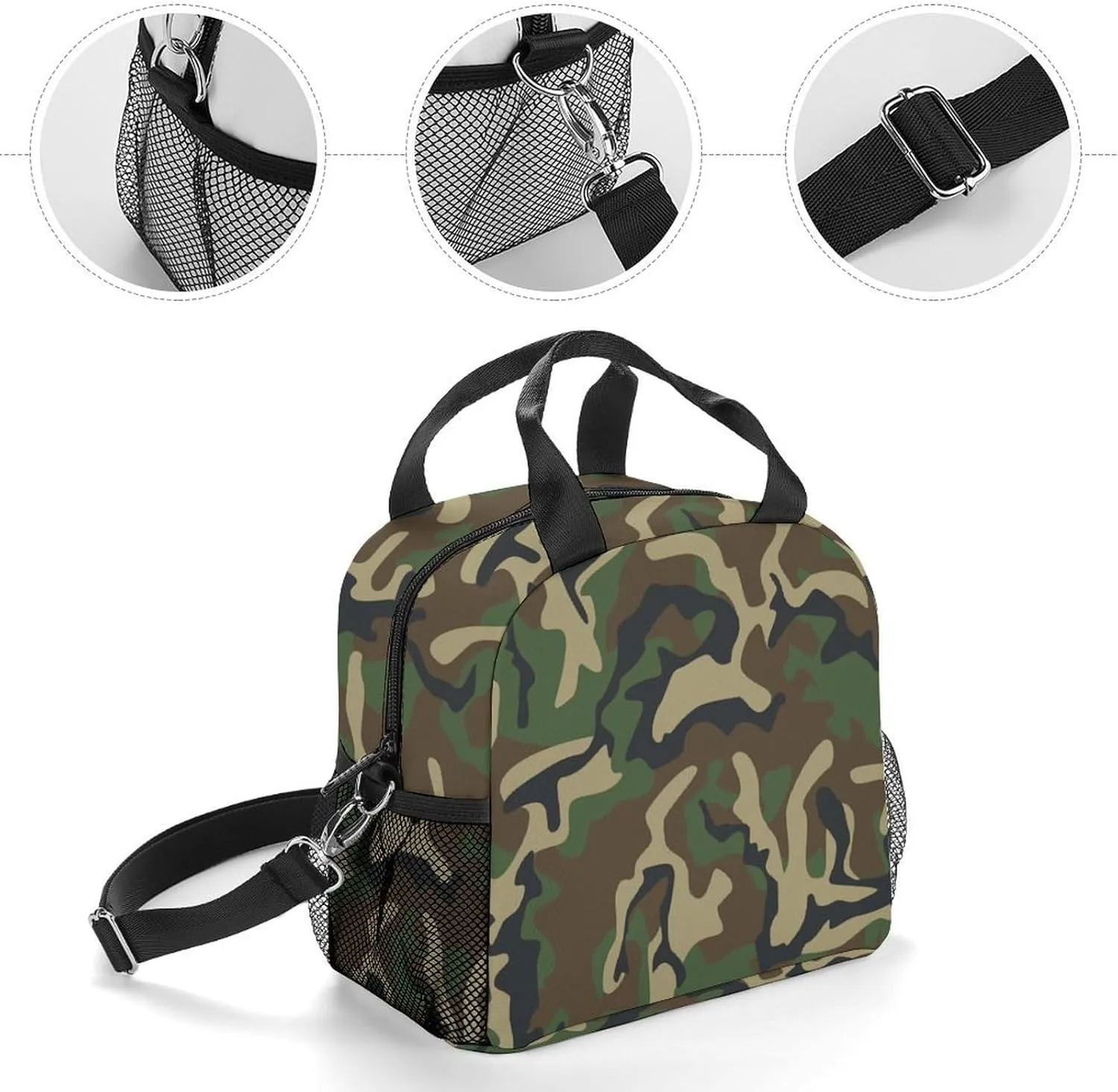 Army Classic Camouflage Adjustable Shoulder Strap Insulated And Leak Proof Premium Lunch Bag Unisex