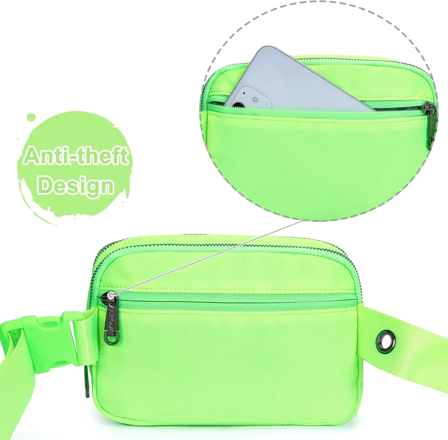 AROME Mini Belt Bag for Women, Fashion Waist Packs Fanny Pack Crossbody Bags with Strap Extender for Women Men, Waterproof Waist Bag Hip Bum Bag for Casual Travel Running Hiking Outdoor Sports