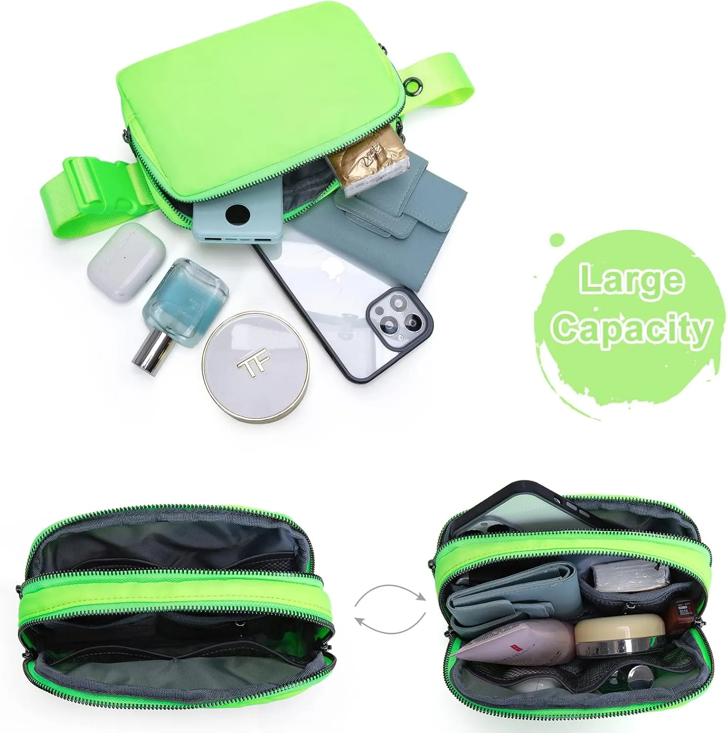 AROME Mini Belt Bag for Women, Fashion Waist Packs Fanny Pack Crossbody Bags with Strap Extender for Women Men, Waterproof Waist Bag Hip Bum Bag for Casual Travel Running Hiking Outdoor Sports