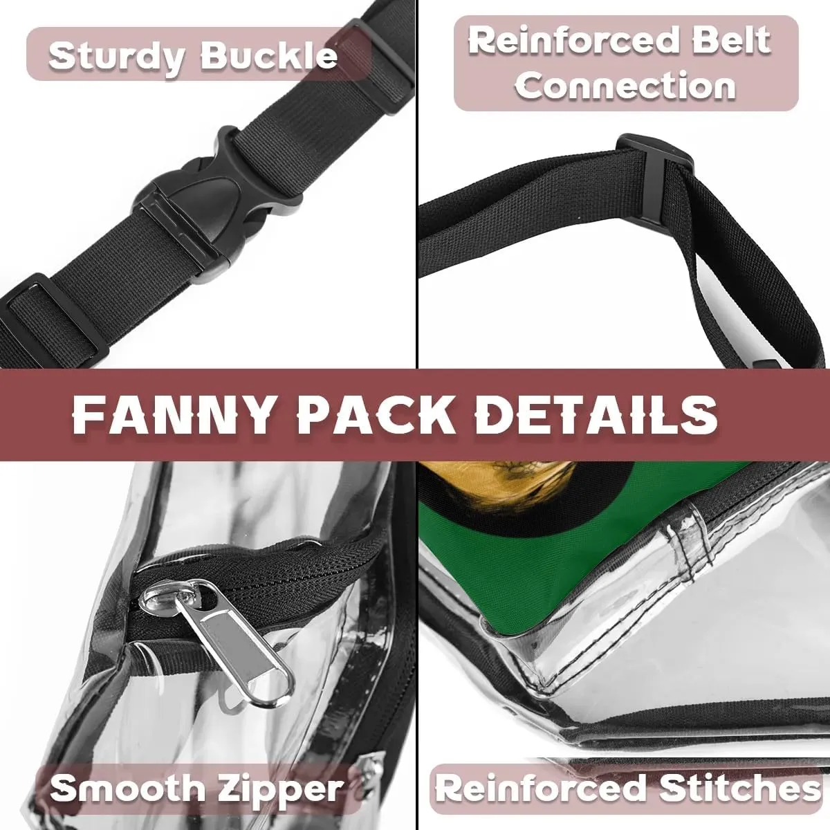 Art Painting Dinosaur Clear Fanny Pack Stadium Approved Clear Crossbody Belt Bag for Women Men Transparent Waist Bag with Adjustable Strap for Concerts Sports Events Travel