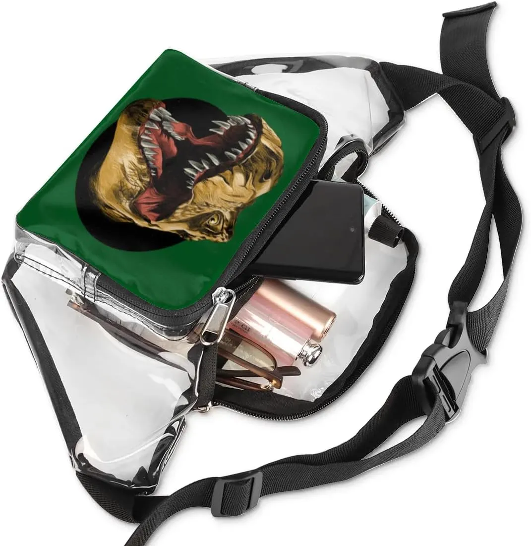 Art Painting Dinosaur Clear Fanny Pack Stadium Approved Clear Crossbody Belt Bag for Women Men Transparent Waist Bag with Adjustable Strap for Concerts Sports Events Travel