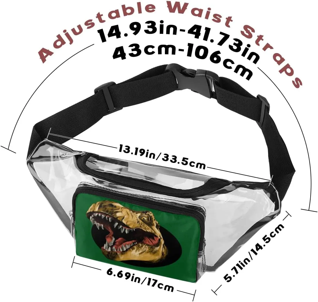 Art Painting Dinosaur Clear Fanny Pack Stadium Approved Clear Crossbody Belt Bag for Women Men Transparent Waist Bag with Adjustable Strap for Concerts Sports Events Travel