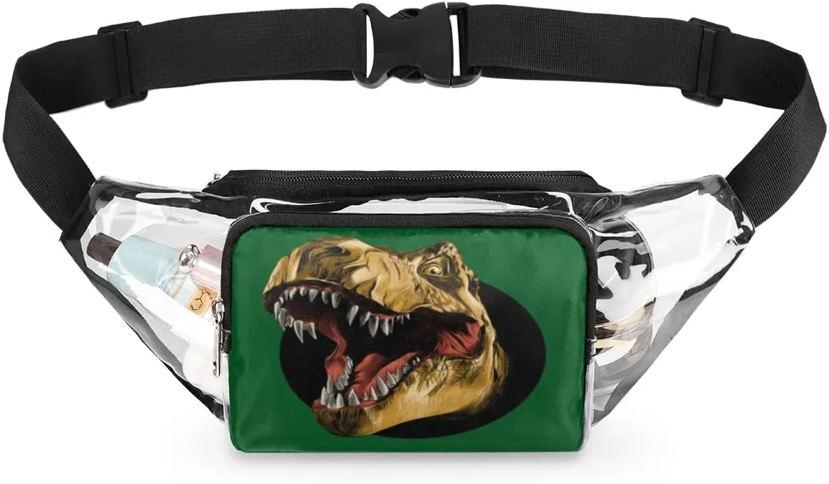 Art Painting Dinosaur Clear Fanny Pack Stadium Approved Clear Crossbody Belt Bag for Women Men Transparent Waist Bag with Adjustable Strap for Concerts Sports Events Travel