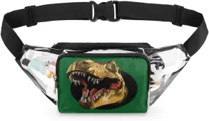 Art Painting Dinosaur Clear Fanny Pack Stadium Approved Clear Crossbody Belt Bag for Women Men Transparent Waist Bag with Adjustable Strap for Concerts Sports Events Travel