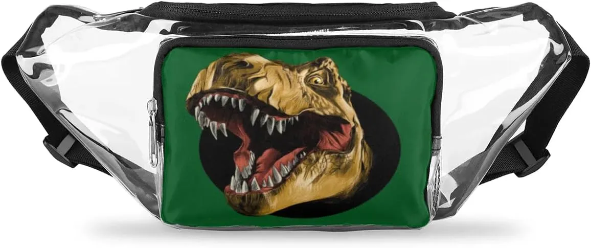 Art Painting Dinosaur Clear Fanny Pack Stadium Approved Clear Crossbody Belt Bag for Women Men Transparent Waist Bag with Adjustable Strap for Concerts Sports Events Travel