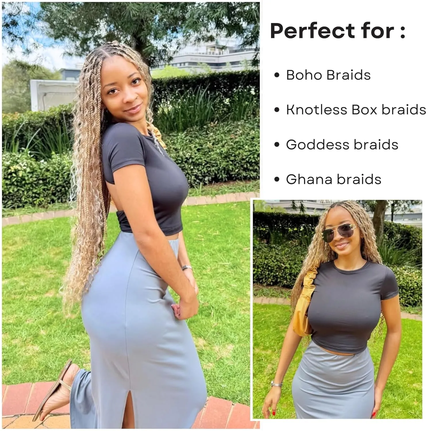 Ash Blonde Boho Braiding Hair Pre Stretched for Boho Braids27/613 Mixed Synthetic Deep Wave Boho Braids Hair for Braiding