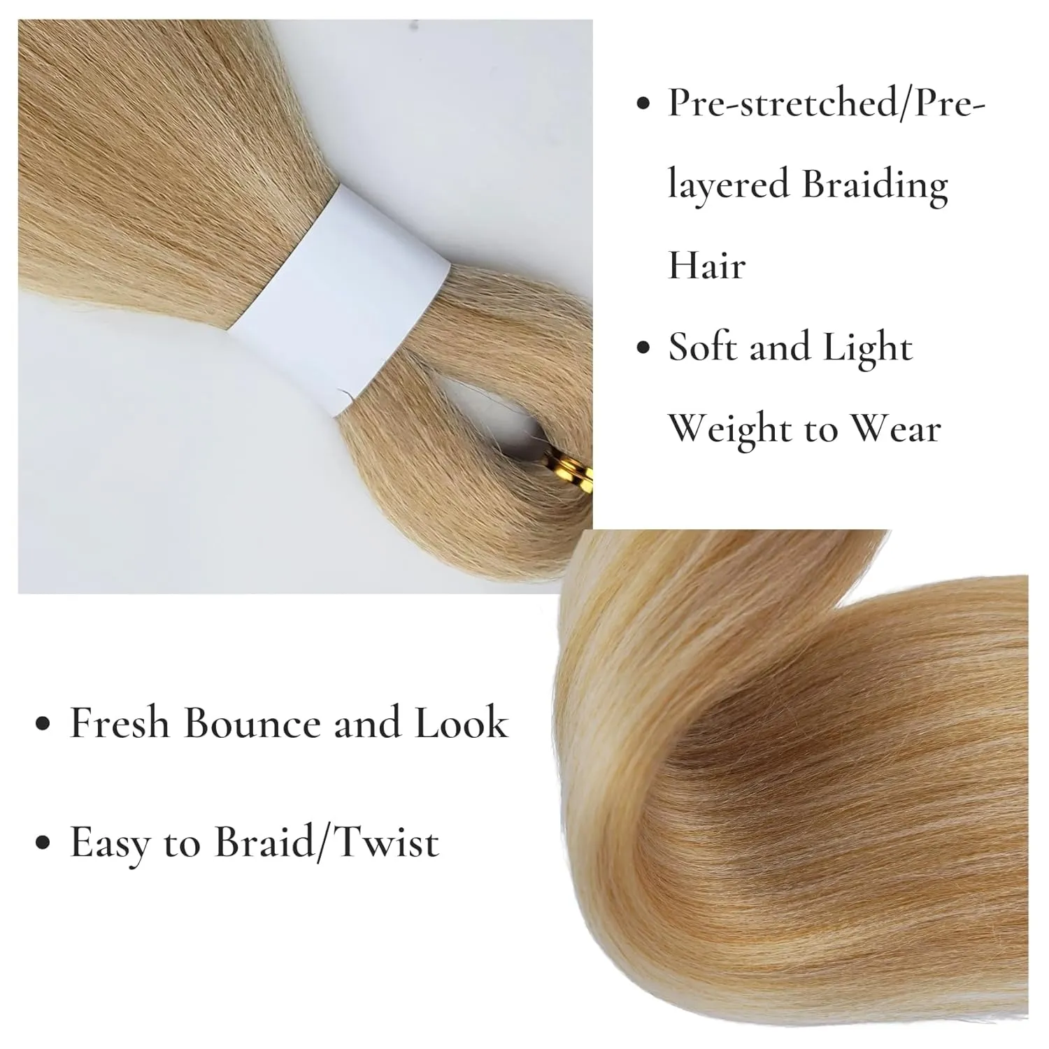 Ash Blonde Boho Braiding Hair Pre Stretched for Boho Braids27/613 Mixed Synthetic Deep Wave Boho Braids Hair for Braiding