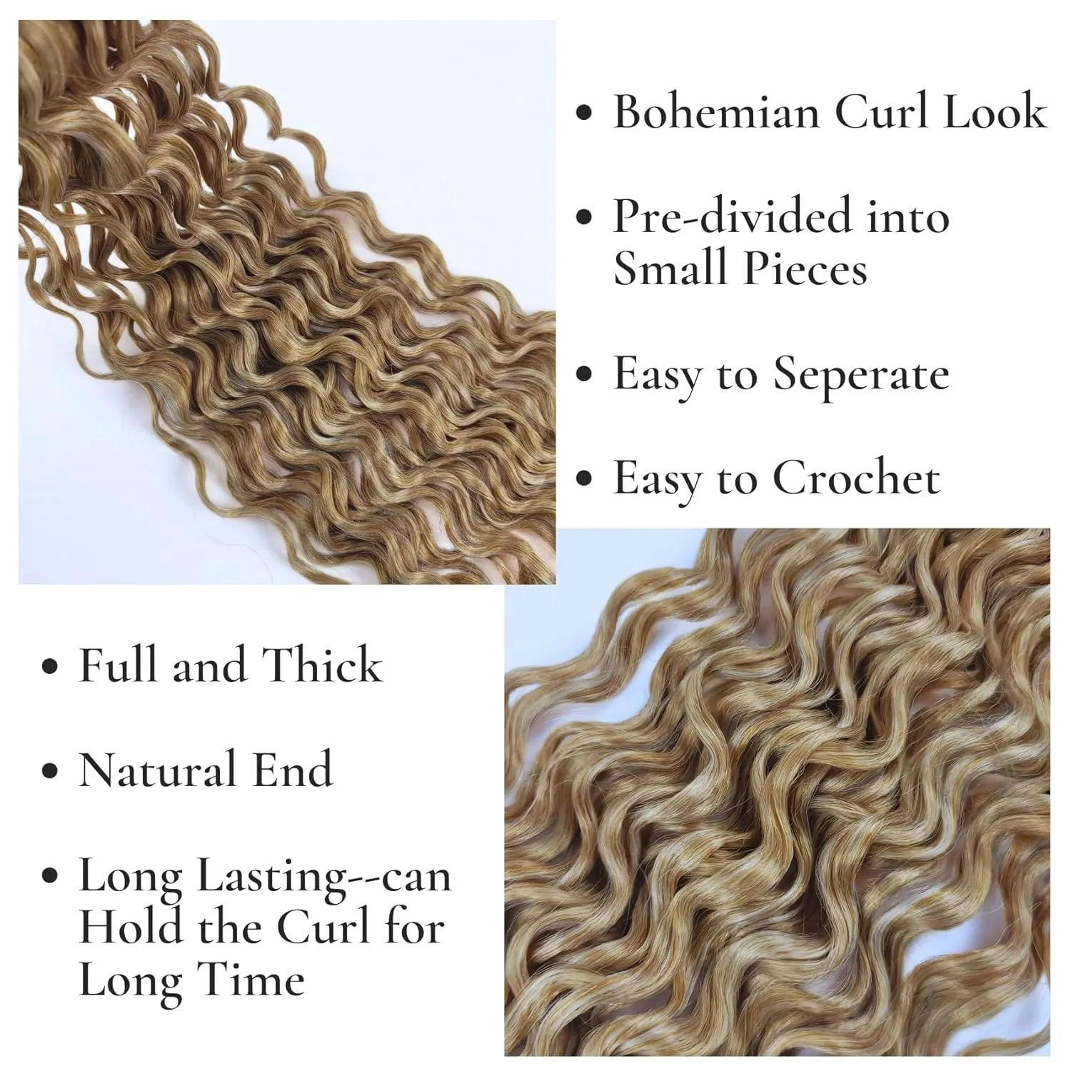 Ash Blonde Boho Braiding Hair Pre Stretched for Boho Braids27/613 Mixed Synthetic Deep Wave Boho Braids Hair for Braiding