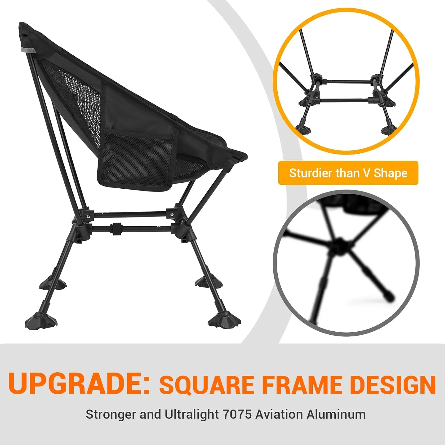ATEPA Backpacking Chair, Ultralight Folding Portable Small Camping Chairs for Adults Compact Foldable Beach Seat with Anti-Sinking Feet & Aluminum Frame for Outdoor Hiking Travel Fishing