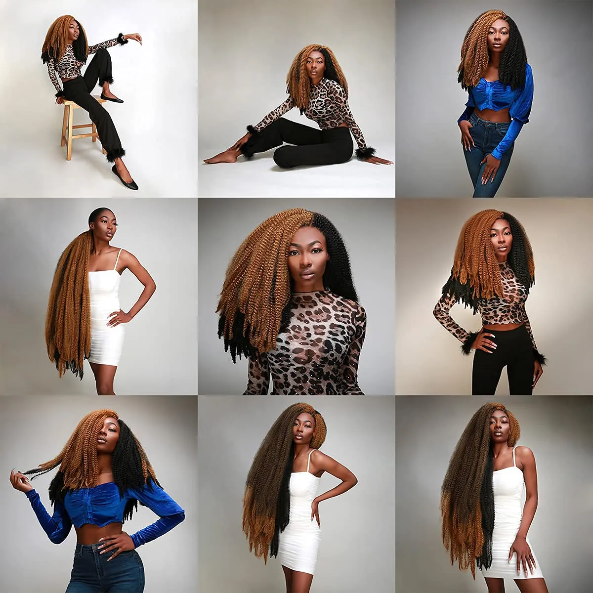 AU-THEN-TIC Afro Kinky Twist Braid Hair Pre Looped Springy Afro Twist Long Braiding Hair for Twist Crochet Braid Synthetic Hair Extensions (18 Inch (Pack of 6), 2-Dark Brown)