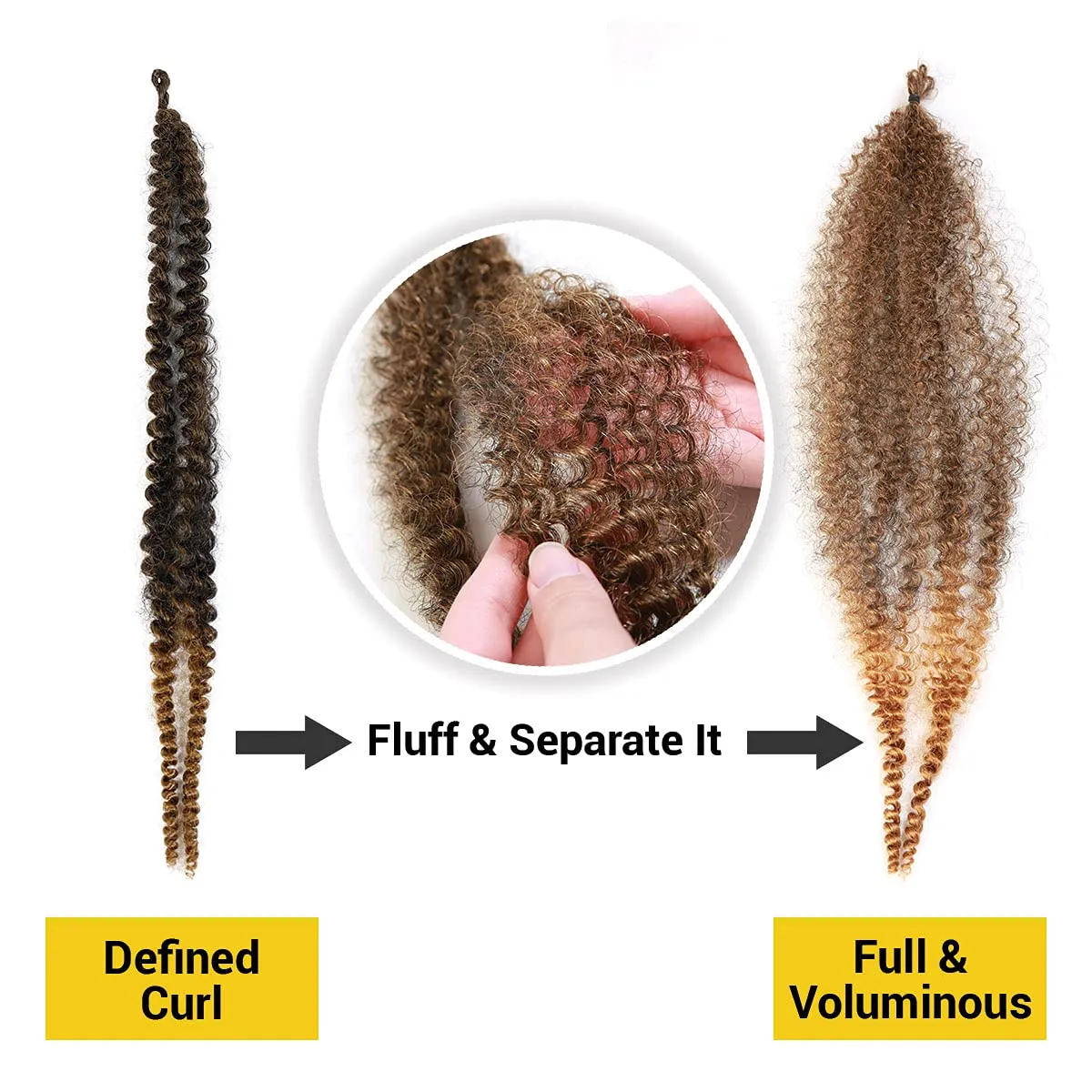AU-THEN-TIC Afro Kinky Twist Braid Hair Pre Looped Springy Afro Twist Long Braiding Hair for Twist Crochet Braid Synthetic Hair Extensions (18 Inch (Pack of 6), 2-Dark Brown)