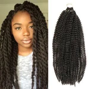 AU-THEN-TIC Afro Kinky Twist Braid Hair Pre Looped Springy Afro Twist Long Braiding Hair for Twist Crochet Braid Synthetic Hair Extensions (18 Inch (Pack of 6), 2-Dark Brown)