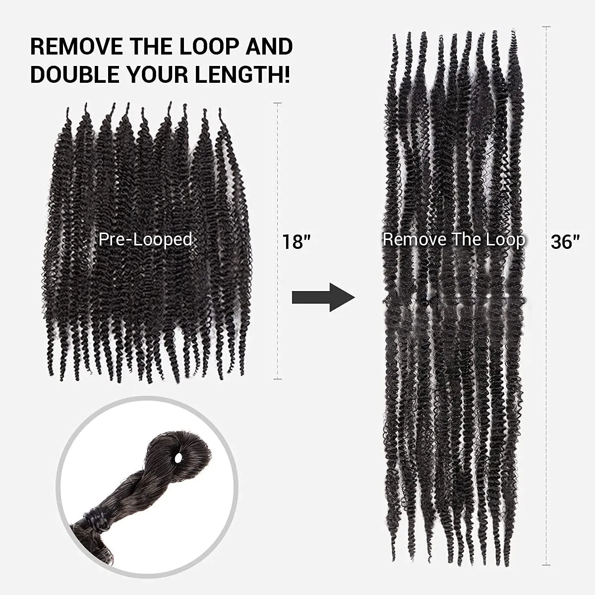 AU-THEN-TIC Afro Kinky Twist Braid Hair Pre Looped Springy Afro Twist Long Braiding Hair for Twist Crochet Braid Synthetic Hair Extensions (18 Inch (Pack of 6), 2-Dark Brown)