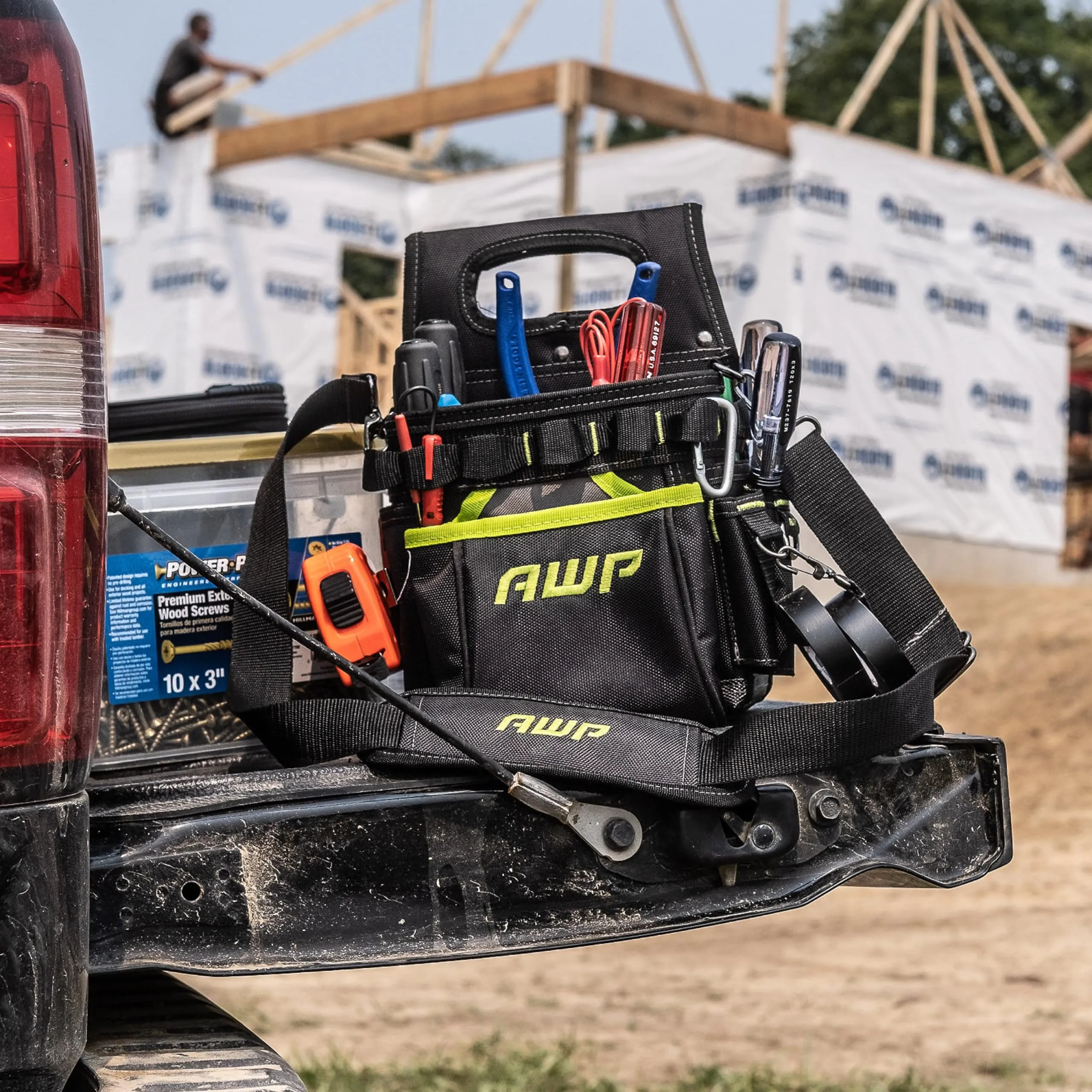 AWP TrapJaw 3-in-1 Electrician Tool Pouch with Spring-Loaded Technology, Designed for Professional Electricians and Maintenance Repair Technicians,Black Portable Tool Box