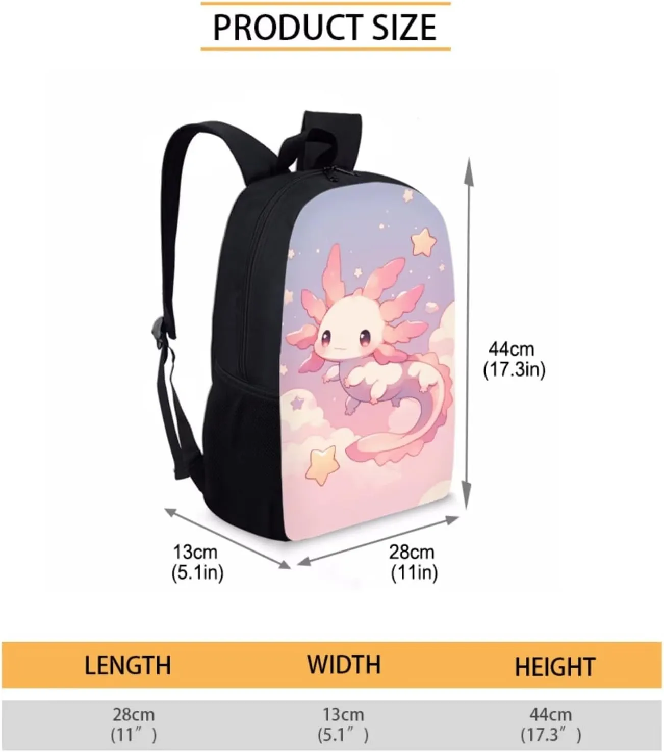 Axolotl Backpack for Girls with Lunch Box 6-8/8-10/10-12 Kids Bookbags for 1st Grade and Lunch Bag Set 3 in 1 Elementary School Back Pack Lunchbox Pencil Case Preschool Book Bags Schoolbag
