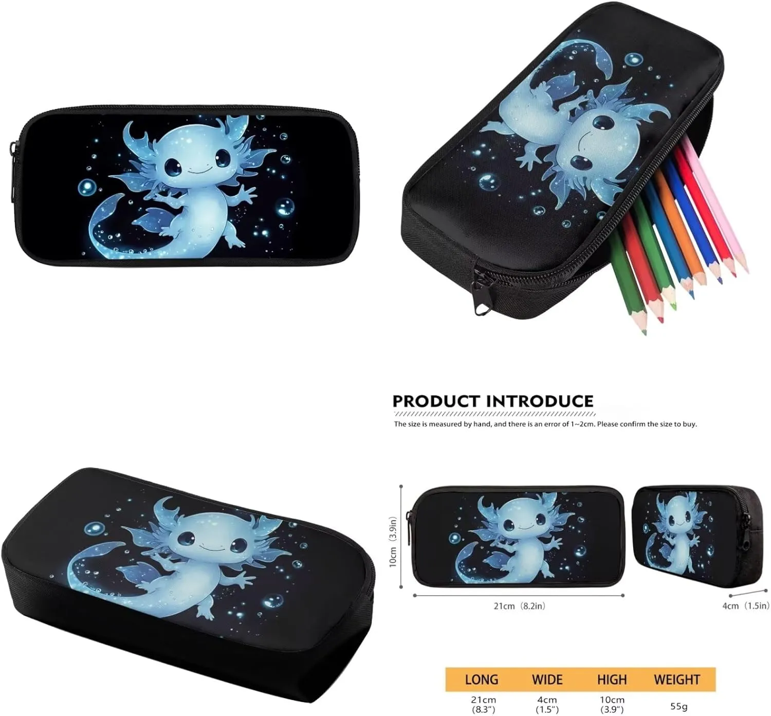 Axolotl Backpack for School Girls 4th Grade Lunch Box Preppy Elementary Schoolbag with Lunch Bag 15in Kids Bookbag and Lunchbox Pencil Case 3 in 1 Back Pack Middle Student Book Bags