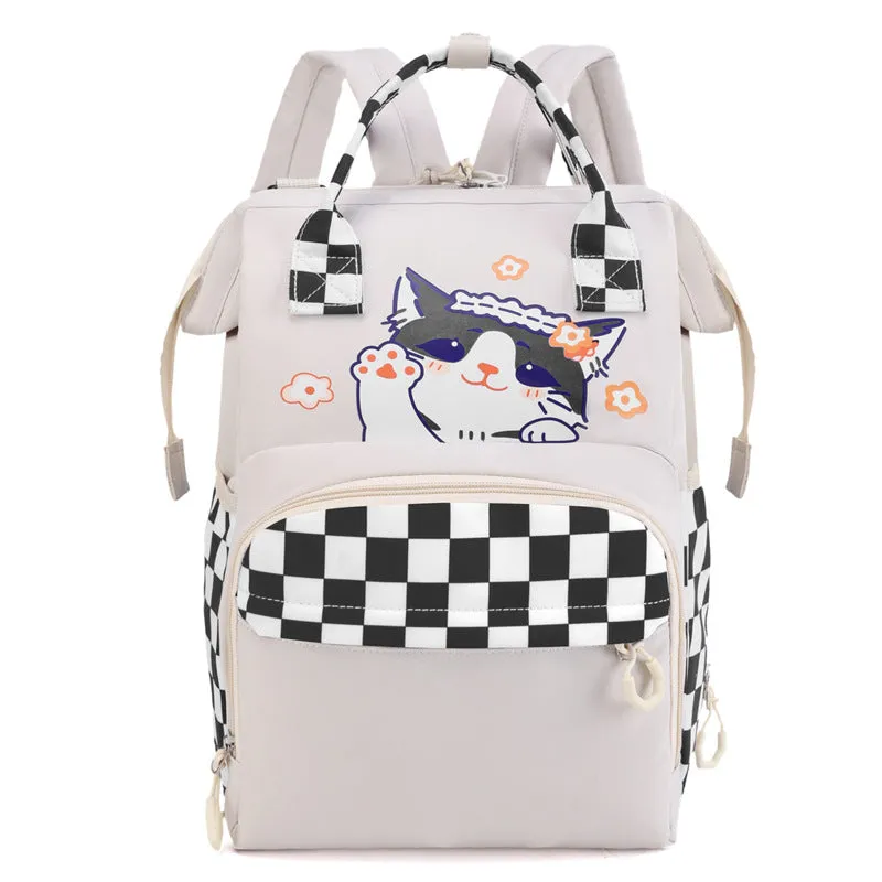 Baby Diaper Backpack (Waterproof) Kitty Check Black - Sunshine