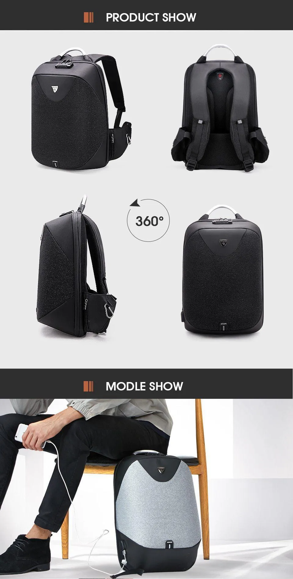 Backpack ARCTIC Anti HUNTER Theft Limited-edition USB Charging Futuristic