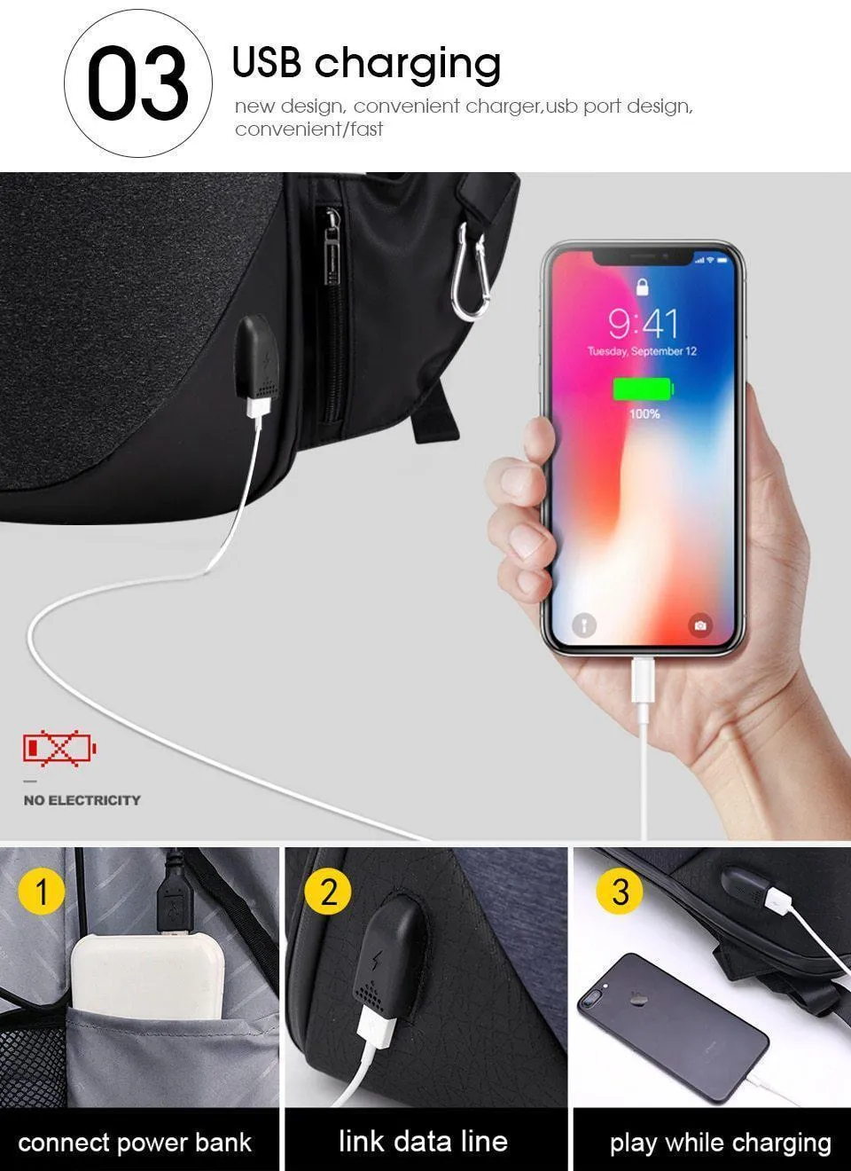 Backpack ARCTIC Anti HUNTER Theft Limited-edition USB Charging Futuristic