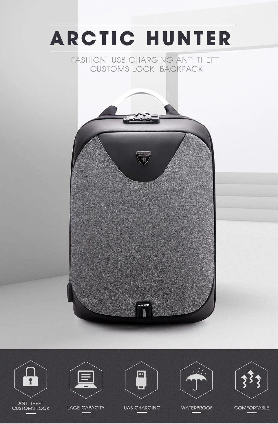 Backpack ARCTIC Anti HUNTER Theft Limited-edition USB Charging Futuristic