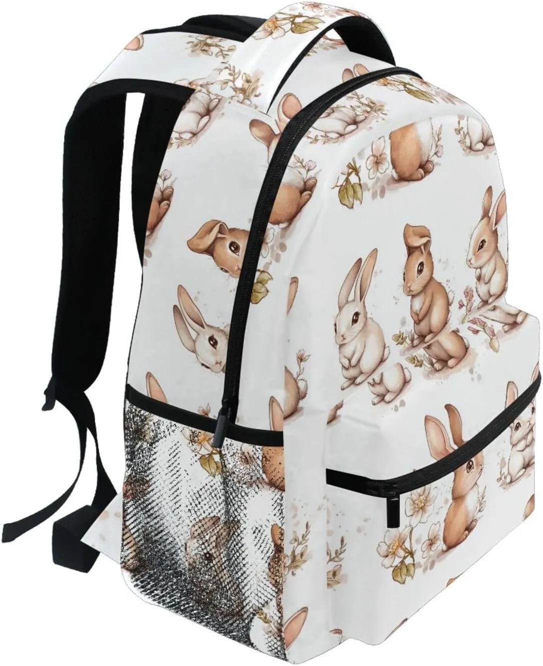 Backpack for Teacher Nurse Waterproof Backpack with Chest Strap for College Work Cartoon Cute Bunny White