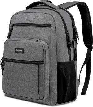 Backpack for Women Men, School Backpacks for Teens Boys and Girls, Laptop Mochila with USB Charging Port, 15.6 Inch Water Resistant Backpack for Work, College, Grey