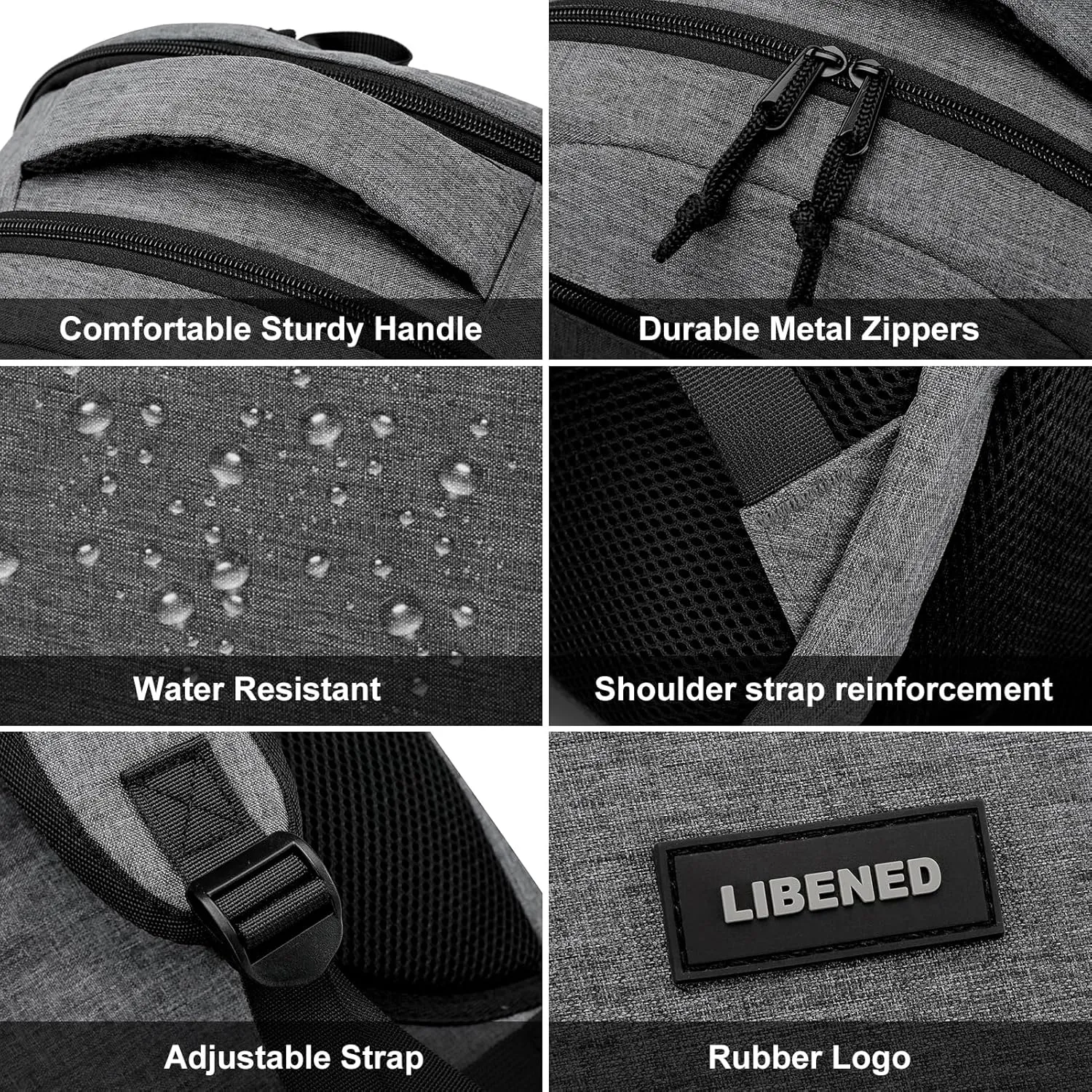 Backpack for Women Men, School Backpacks for Teens Boys and Girls, Laptop Mochila with USB Charging Port, 15.6 Inch Water Resistant Backpack for Work, College, Grey
