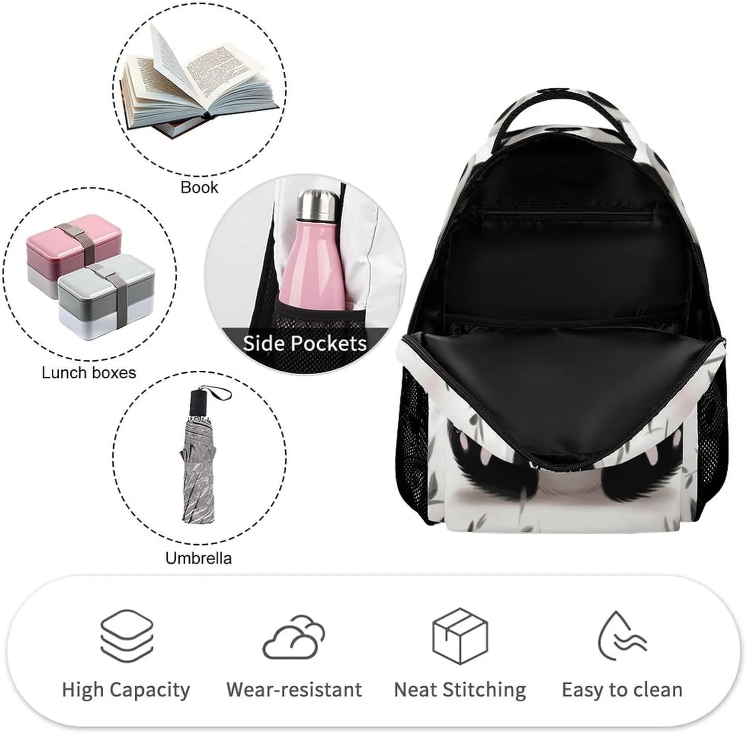 Backpack for Women Men Travel Cute Panda Animal Daypack Lightweight Laptop Bag Carry On Backpacks for Work