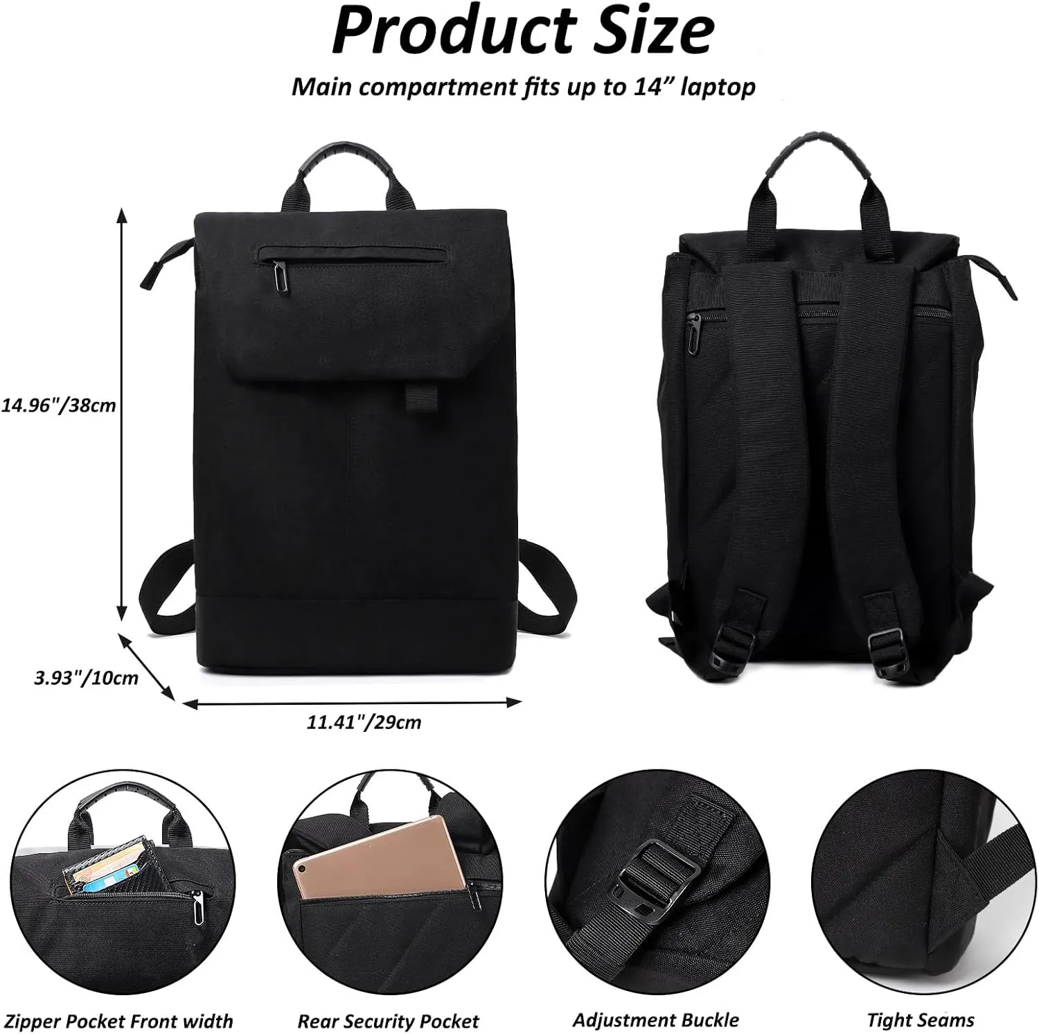 Backpack for Women with Back Security Magnetic Clasp and Front Zipper Pocket Backpack Purse for Women Hiking Traveling Laptop Backpack