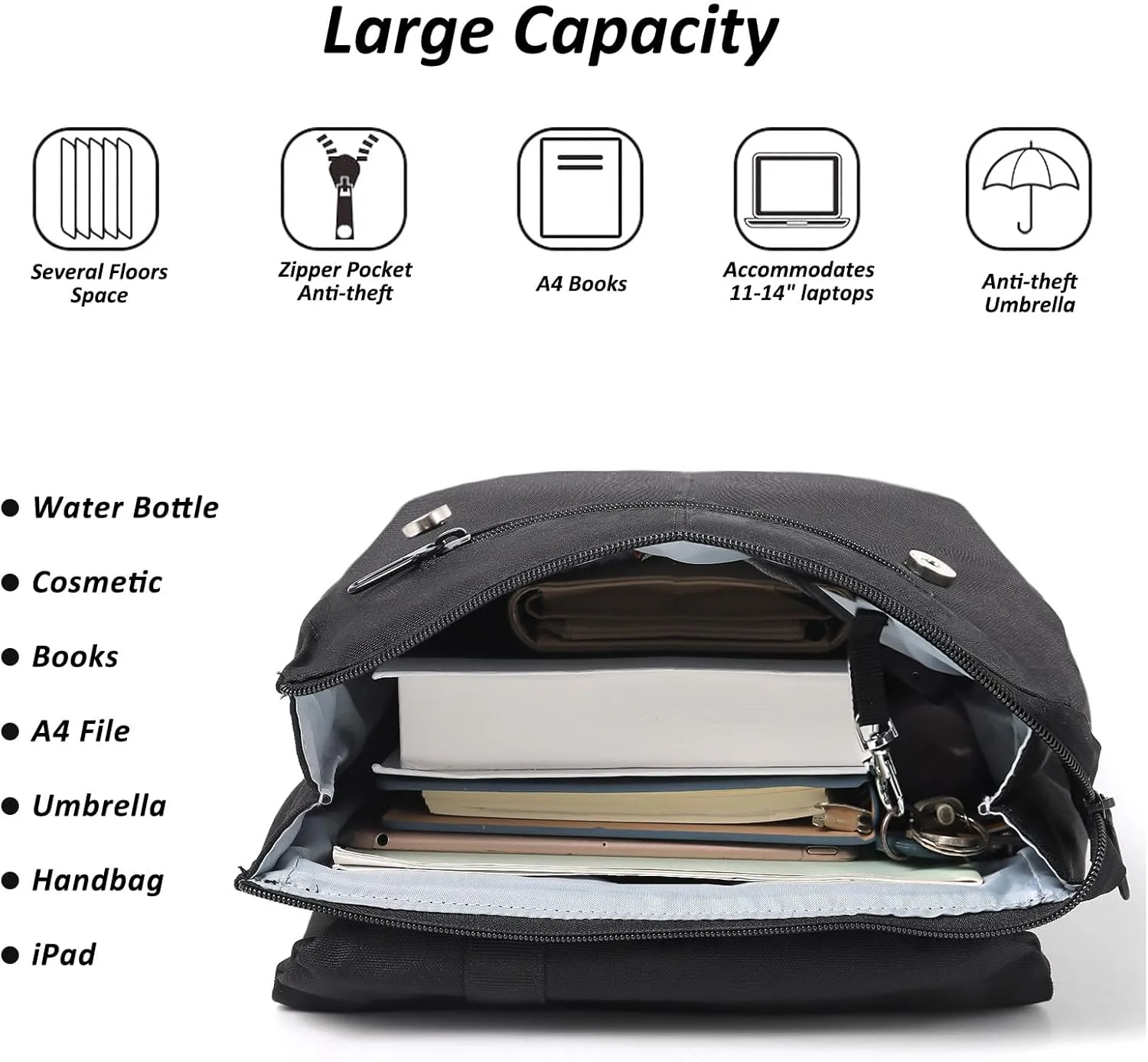 Backpack for Women with Back Security Magnetic Clasp and Front Zipper Pocket Backpack Purse for Women Hiking Traveling Laptop Backpack