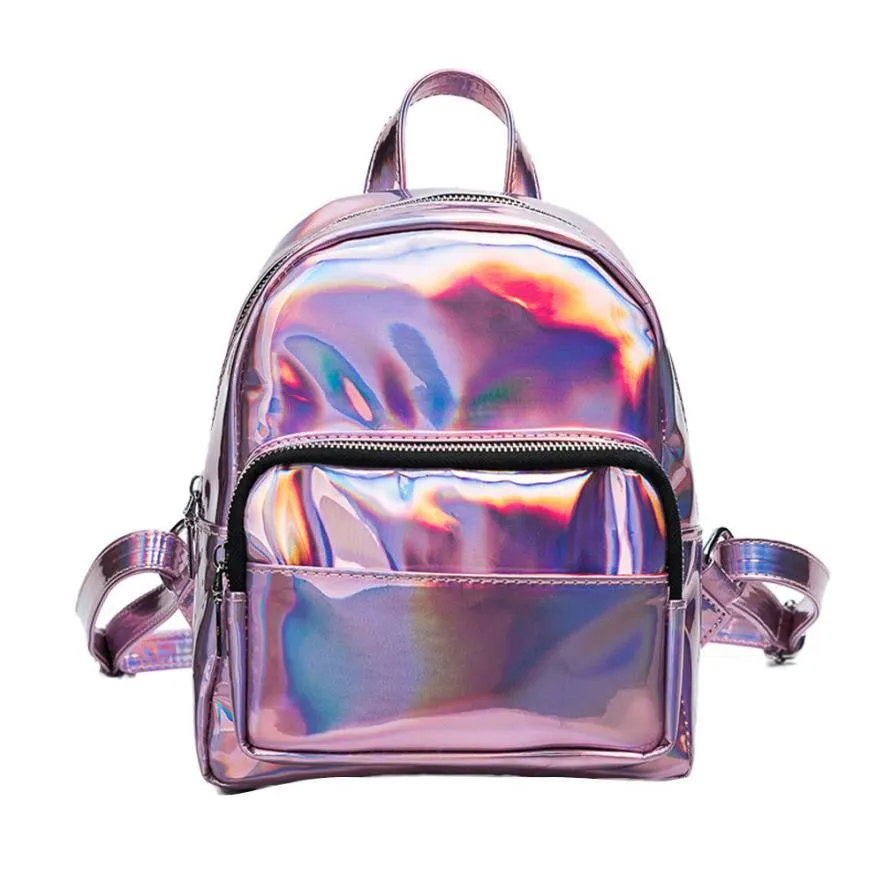 Backpack, Global shipping cute! Super Comprehensive assistance Rainbow Iridescent Shiny School bag, Mini