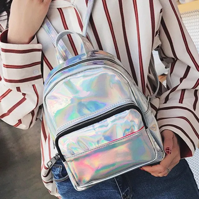 Backpack, Global shipping cute! Super Comprehensive assistance Rainbow Iridescent Shiny School bag, Mini