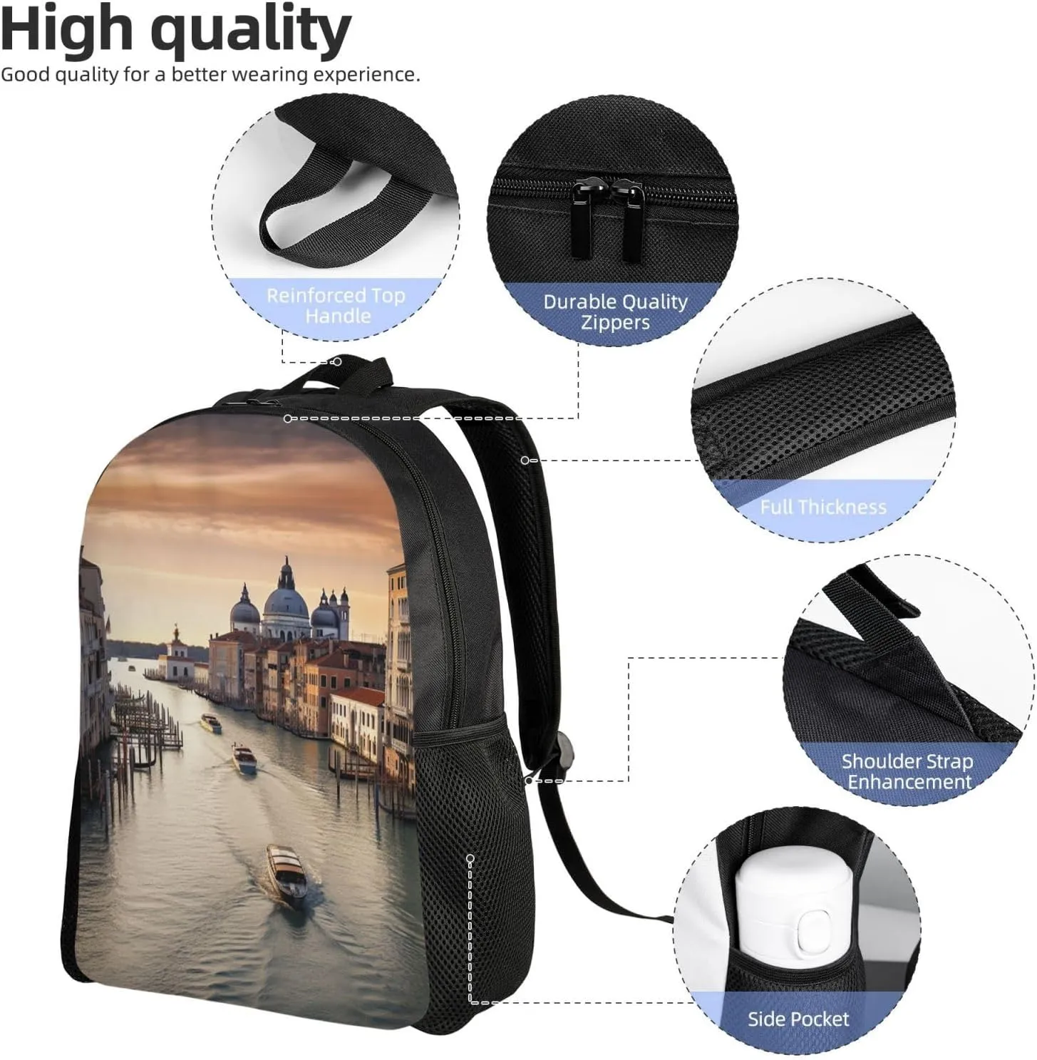 Backpack Grand Canal Travel Casual Laptop Backpack Waterproof Hiking Daypack For Men Women