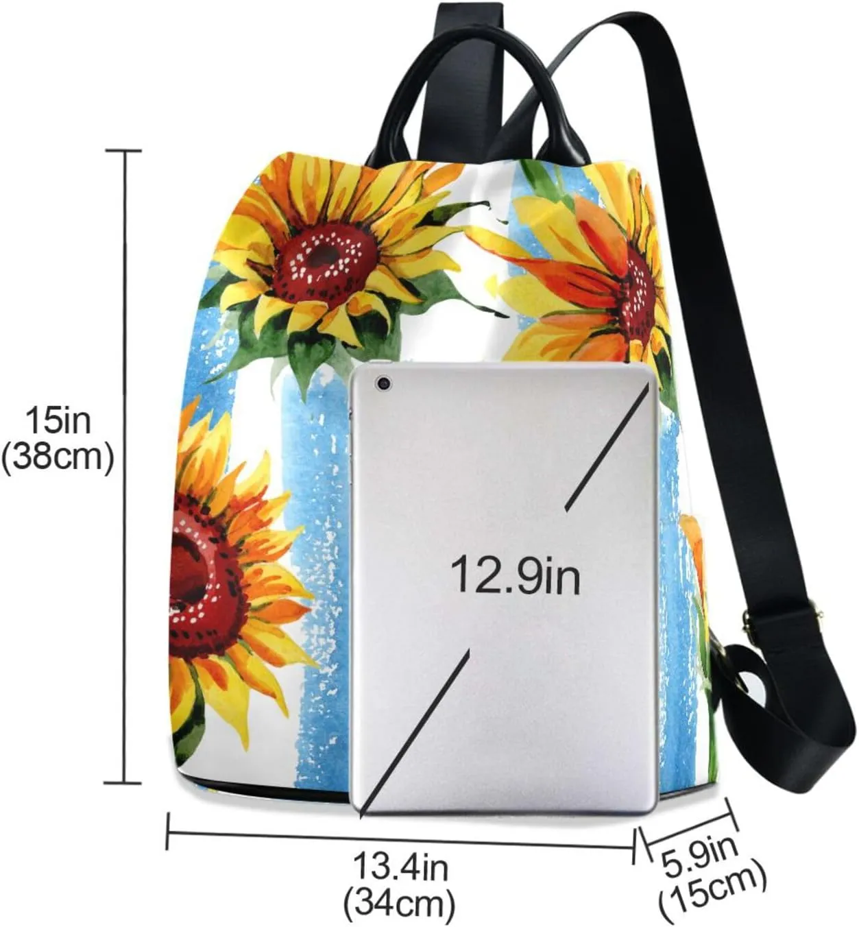 Backpack Purse for Women Anti Theft Fashion Daypack Polyester Travel Bag Crossbody Shoulder Bag Sunflower 13.4 X 5.9 X 15in Pattern 2