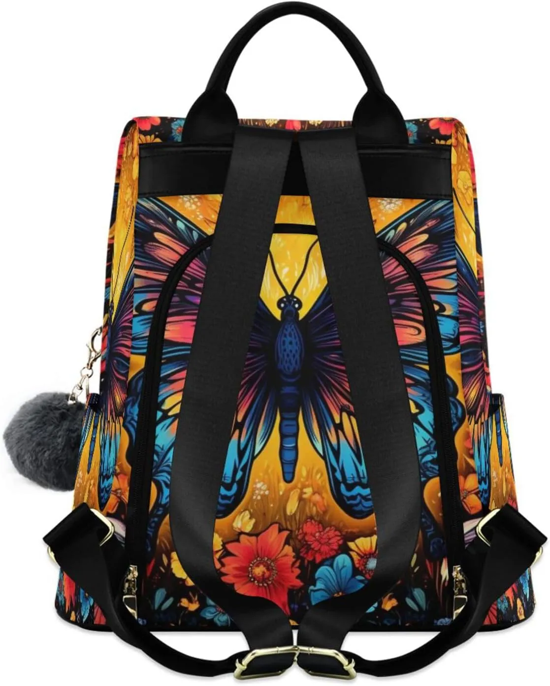 Backpack Purse for Women Anti Theft Fashion Daypack Polyester Travel Bag Shoulder Bag Butterfly 13.4 X 5.9 X 15in Pattern 3
