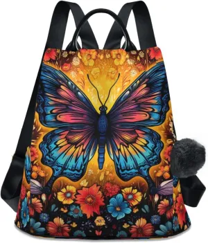 Backpack Purse for Women Anti Theft Fashion Daypack Polyester Travel Bag Shoulder Bag Butterfly 13.4 X 5.9 X 15in Pattern 3