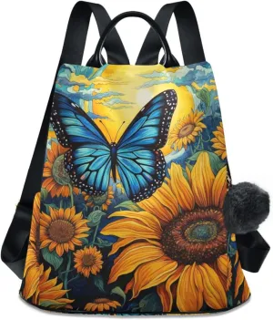Backpack Purse for Women Anti Theft Fashion Daypack Polyester Travel Bag Shoulder Bag Butterfly 13.4 X 5.9 X 15in Pattern 5
