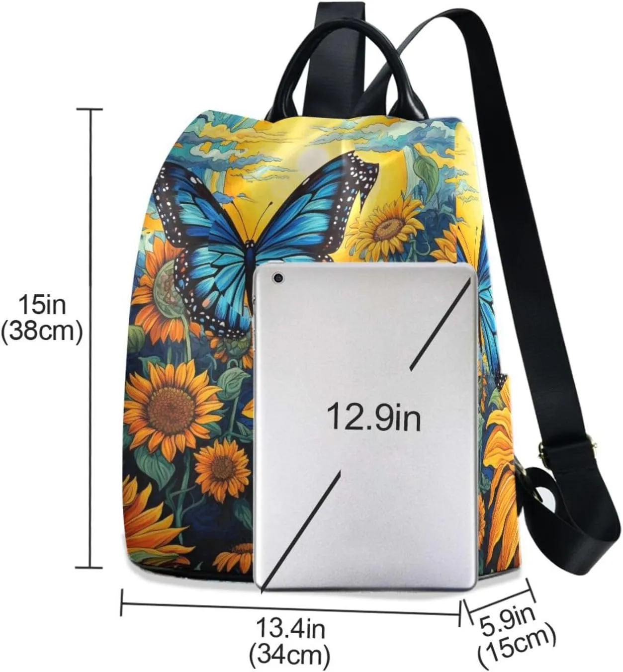 Backpack Purse for Women Anti Theft Fashion Daypack Polyester Travel Bag Shoulder Bag Butterfly 13.4 X 5.9 X 15in Pattern 5