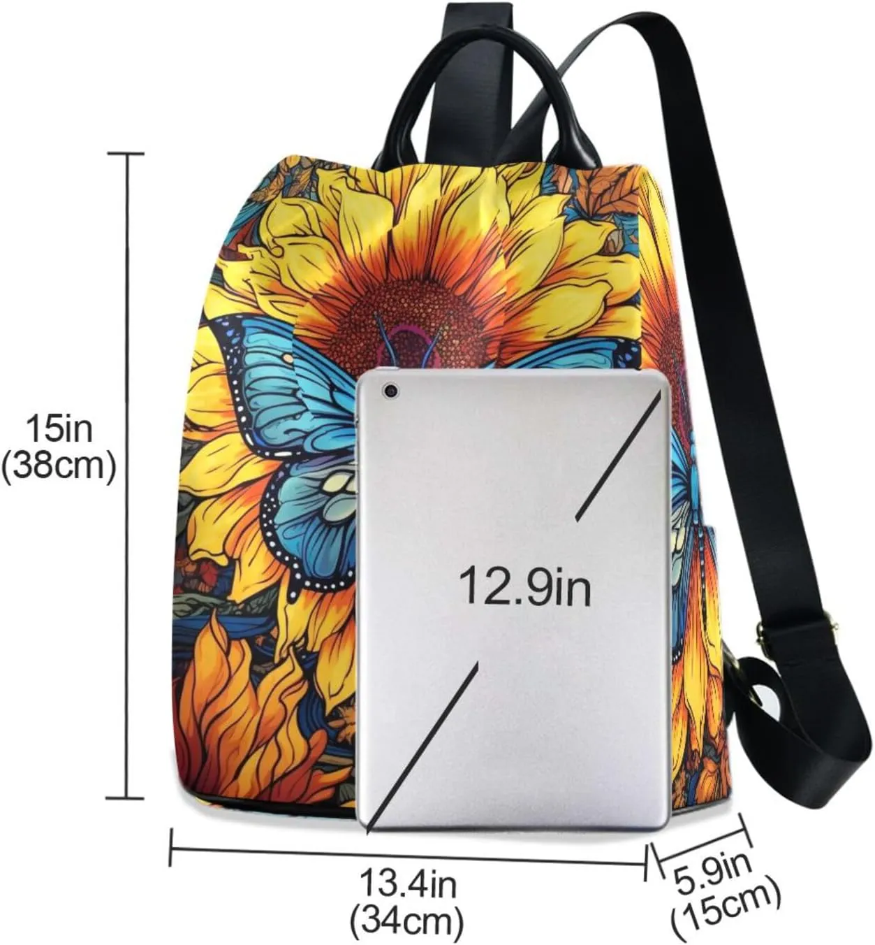 Backpack Purse for Women Anti Theft Fashion Daypack Polyester Travel Bag Shoulder Bag Butterfly 13.4 X 5.9 X 15in