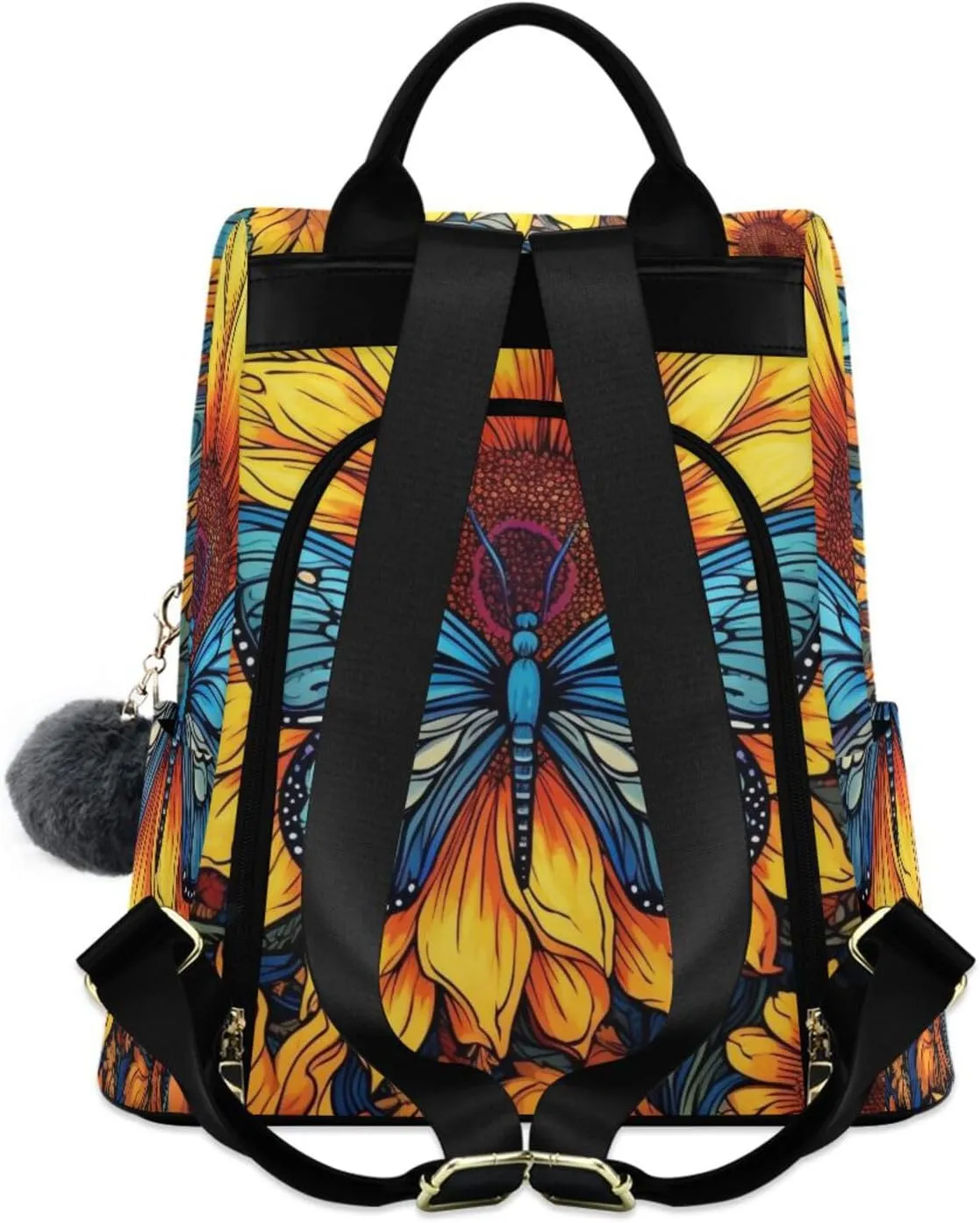 Backpack Purse for Women Anti Theft Fashion Daypack Polyester Travel Bag Shoulder Bag Butterfly 13.4 X 5.9 X 15in